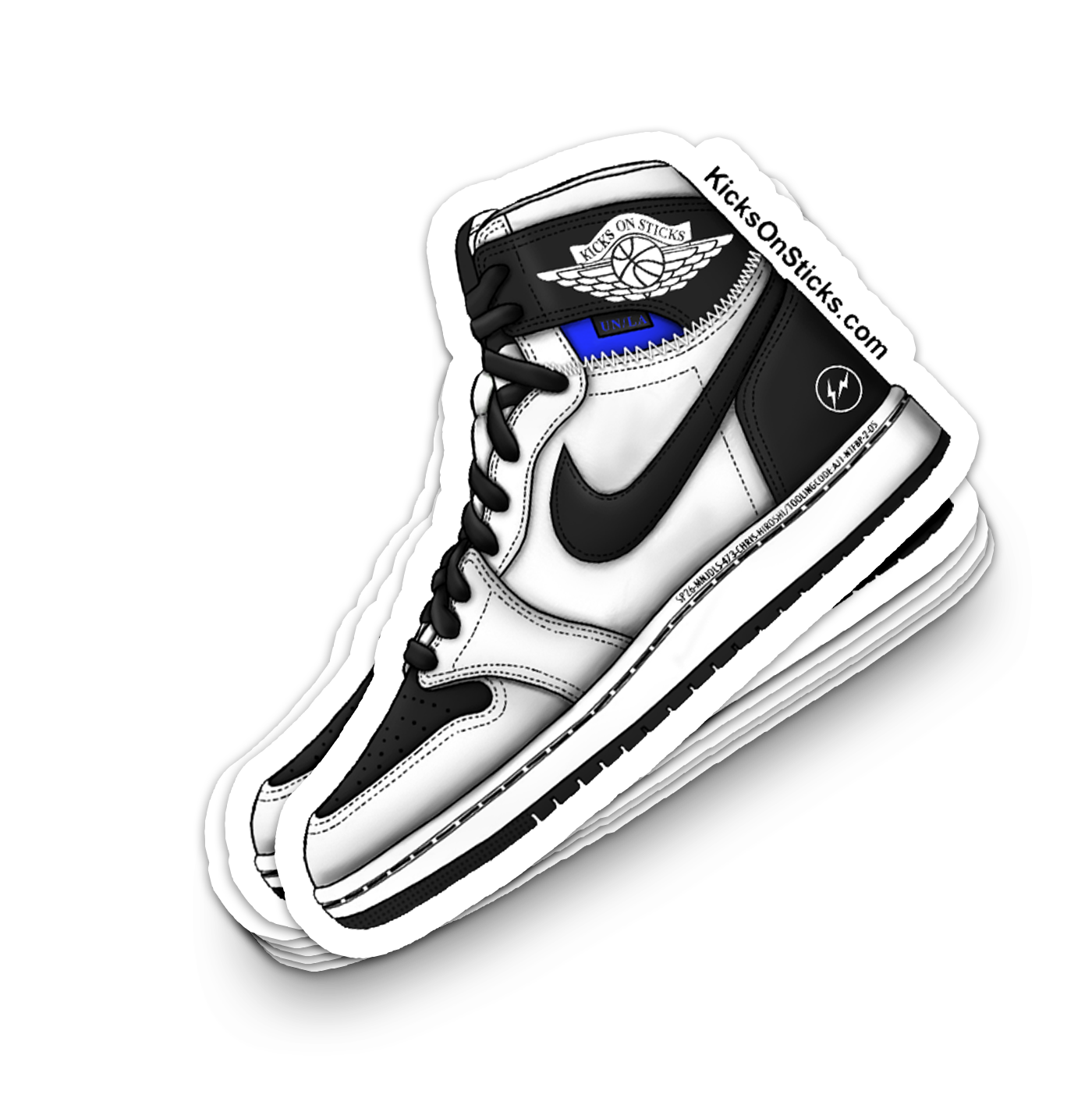 Jordan 1 "Union Fragment Black White" Sneaker Sticker
