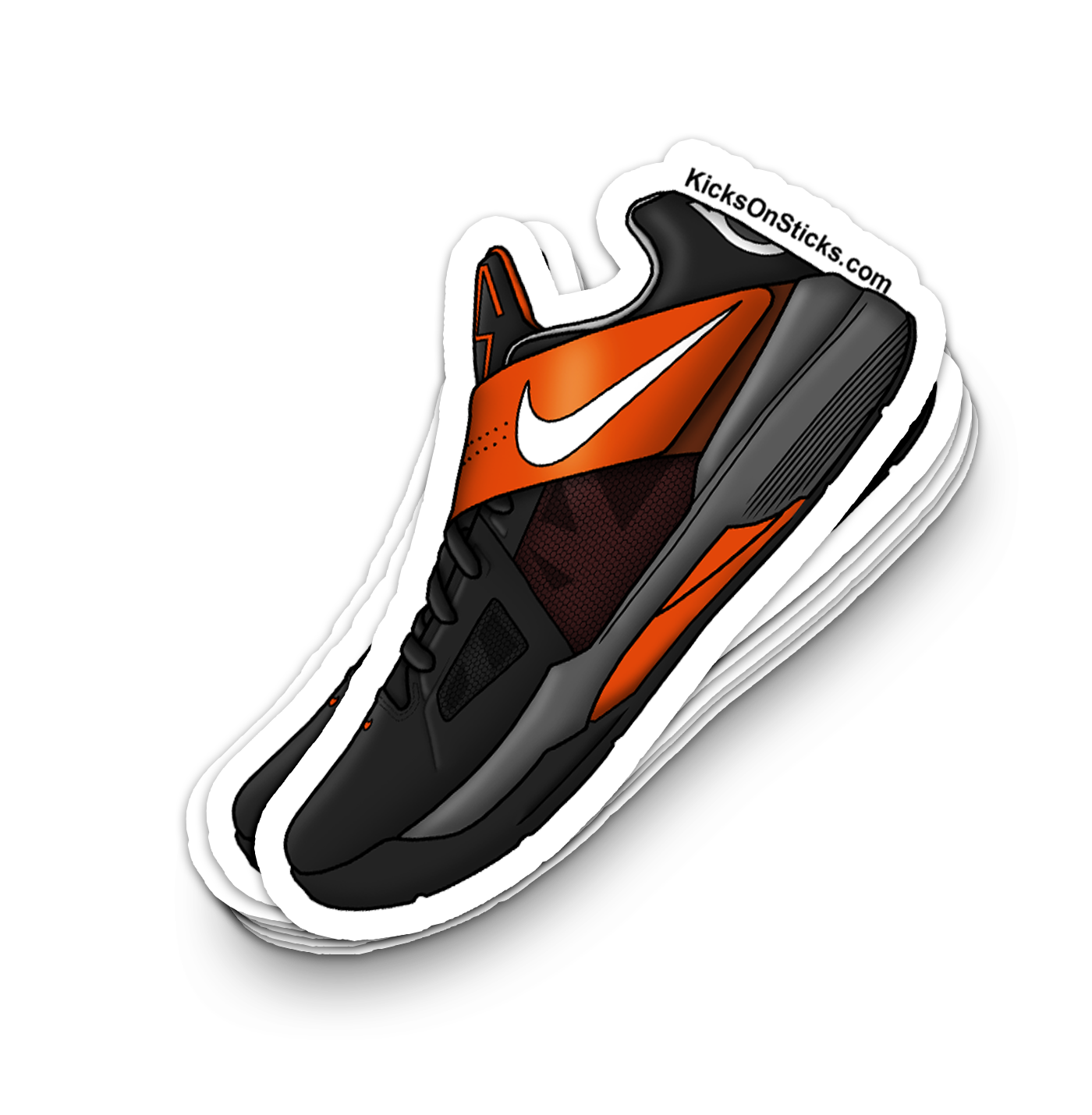 KD 4 "Black White Team Orange" Sneaker Sticker