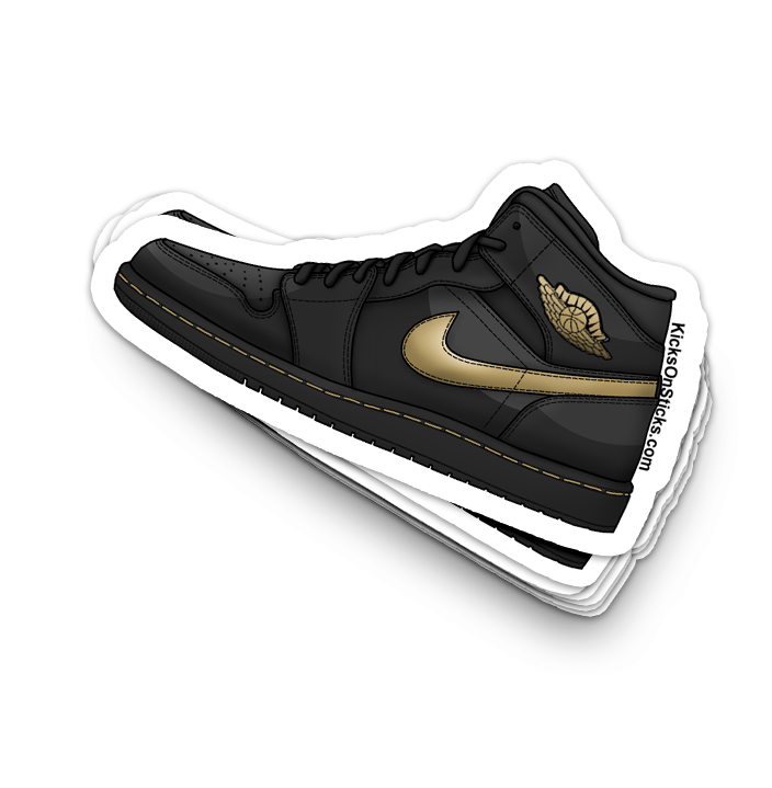 Jordan 1 "Black Mid Black Gold" Sneaker Sticker