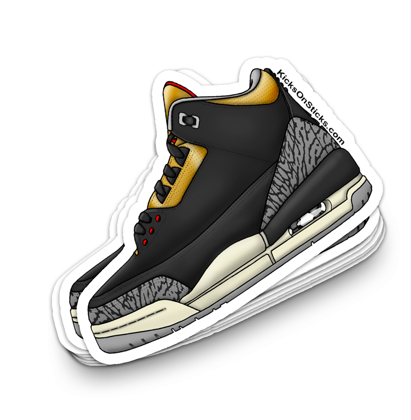 Jordan 3 "Black Gold Cement" Sneaker Sticker