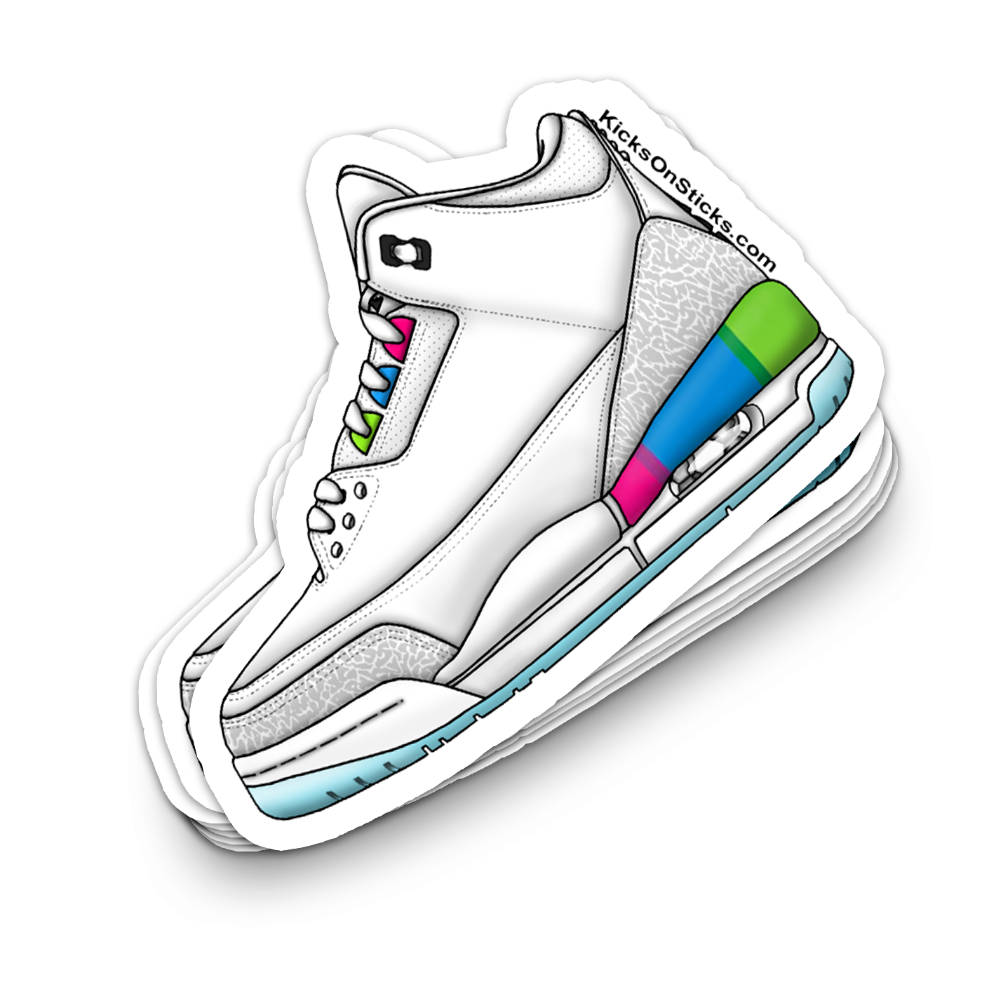 Jordan 3 "Quai 54 White" Sneaker Sticker