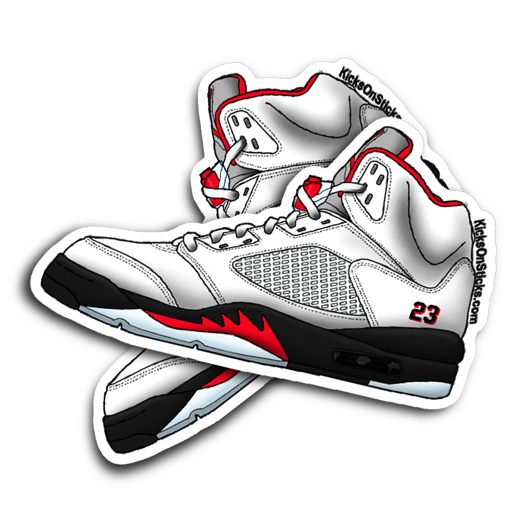Jordan 5 "Fire Red" Grey Tongue Sneaker Sticker