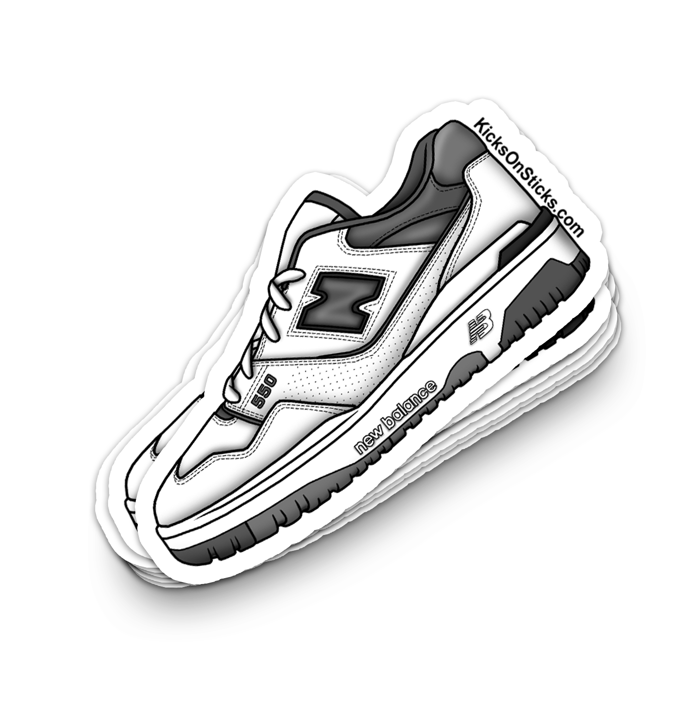 NB 550 "White Dark Grey" Sneaker Sticker