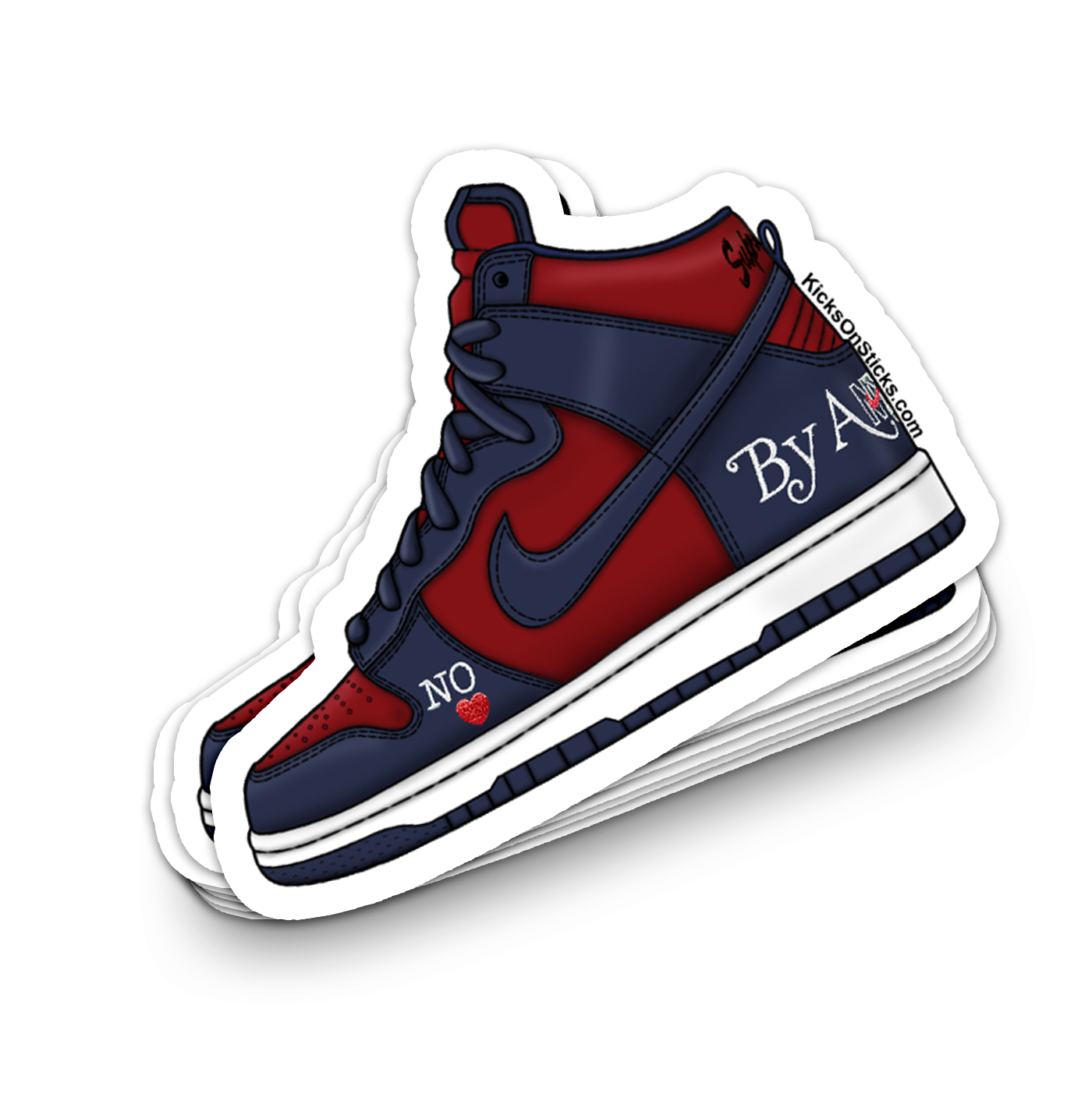 SB Dunk High "Supreme BAM Red Blue" Sneaker Sticker