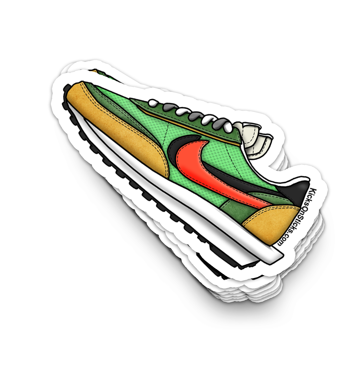 Sacai Waffle "Green Multi" Sneaker Sticker