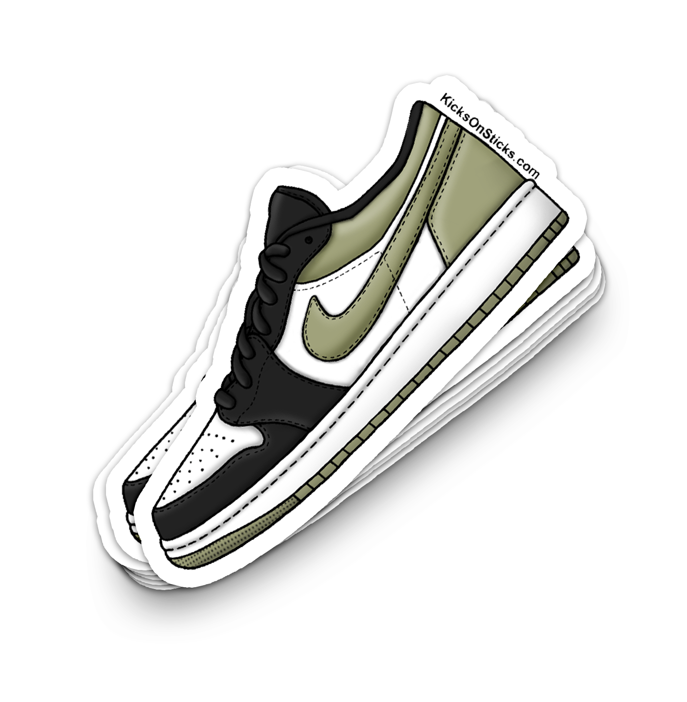 Jordan 1 Low "Black Toe Medium Olive" Sneaker Sticker