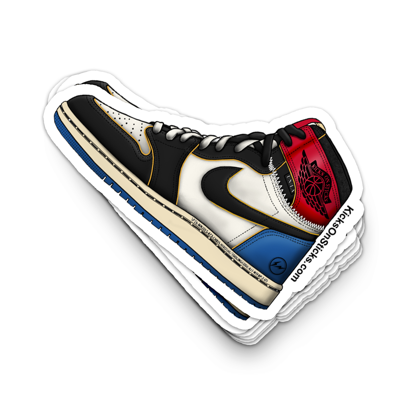 Jordan 1 "Union Fragment Black Varsity Red" Sneaker Sticker