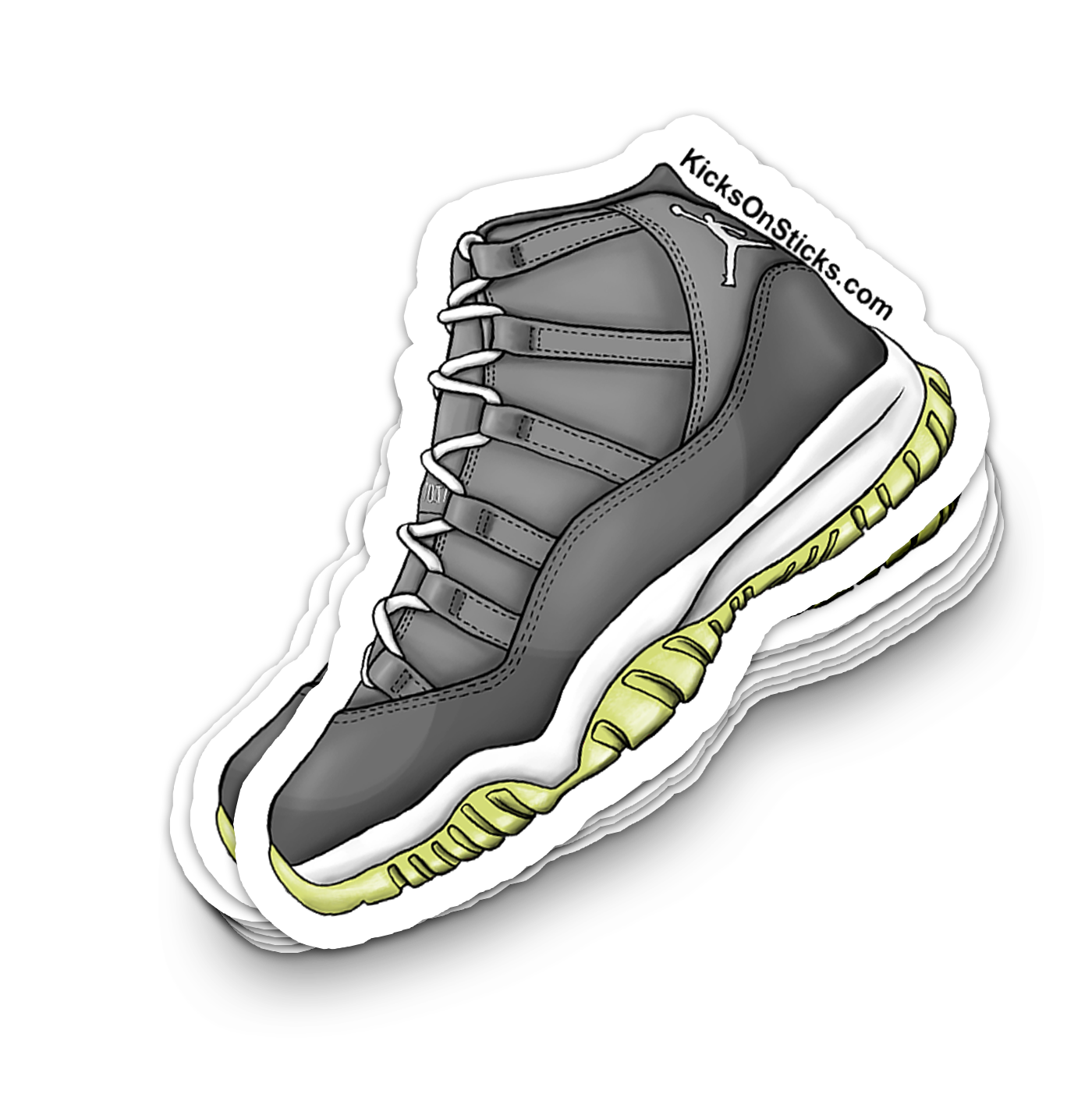 Jordan 11 "Cool Grey" Sneaker Sticker Aged