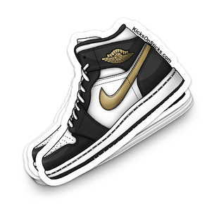 Jordan 1 "Black Mid Black Gold White" Sneaker Sticker