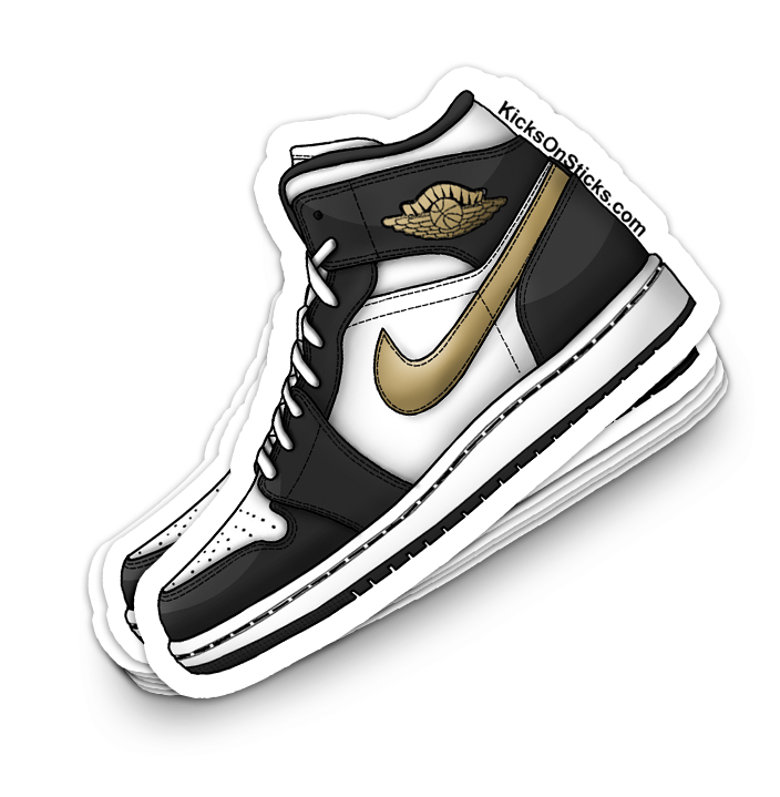 Air jordan 1 white black and gold sales