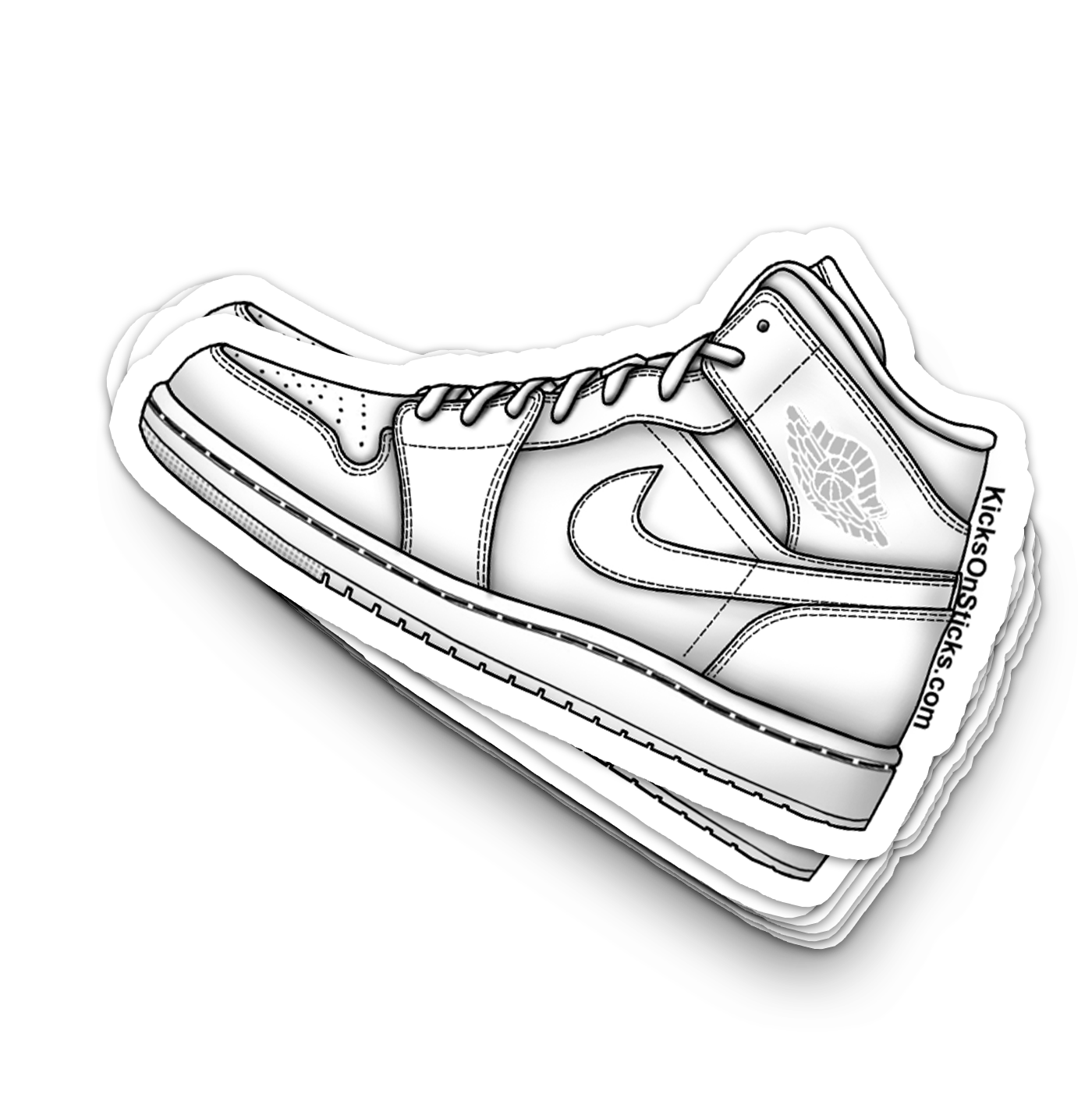 Jordan 1 Mid "Triple White" Sneaker Sticker