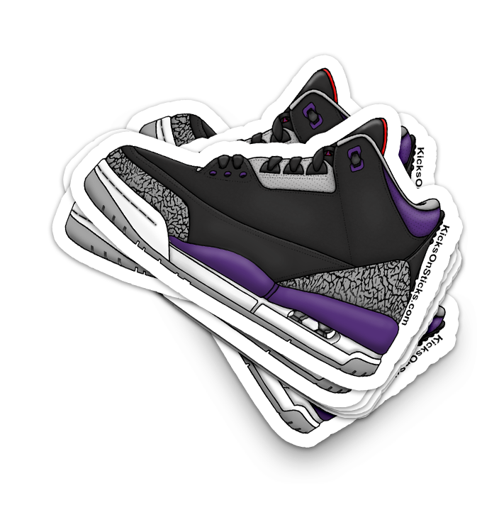 Jordan 3 "Court Purple" Black Sneaker Sticker