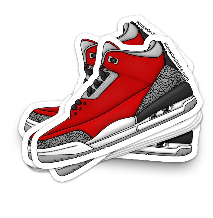 Jordan 3 Red Cement Sneaker Sticker
