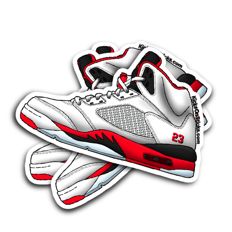 Jordan 5 Fire Red Black Tongue Sneaker Sticker