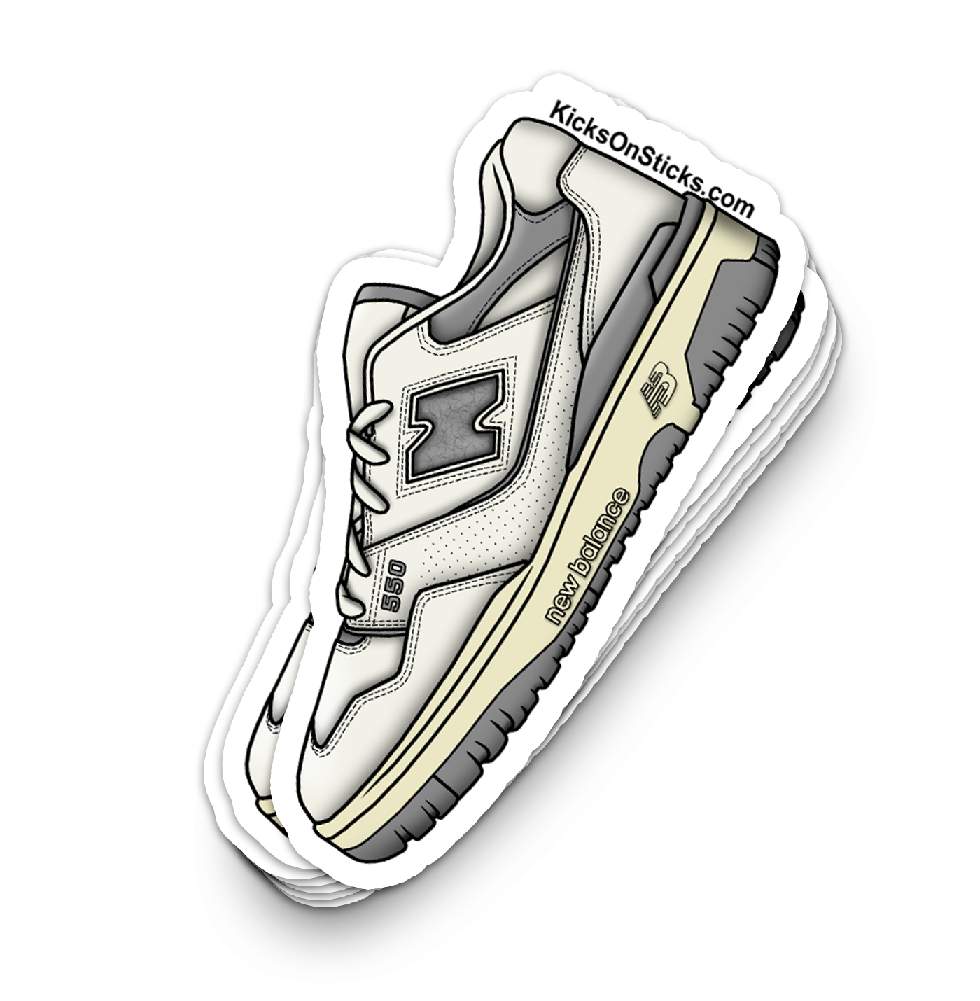 NB 550 "Amine Leon White Silver" Sneaker Sticker