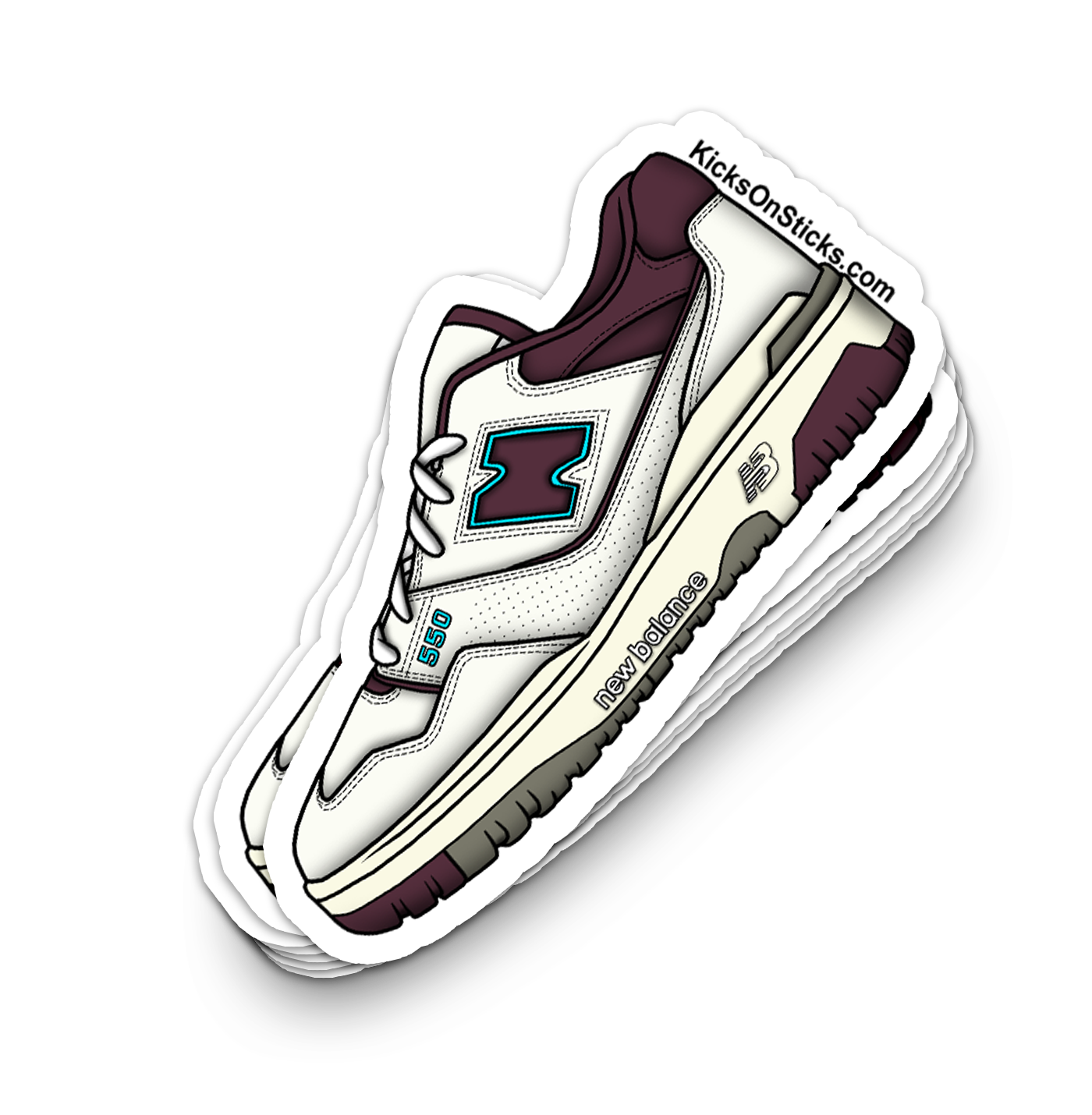 NB 550 "Burgundy Cyan" Sneaker Sticker