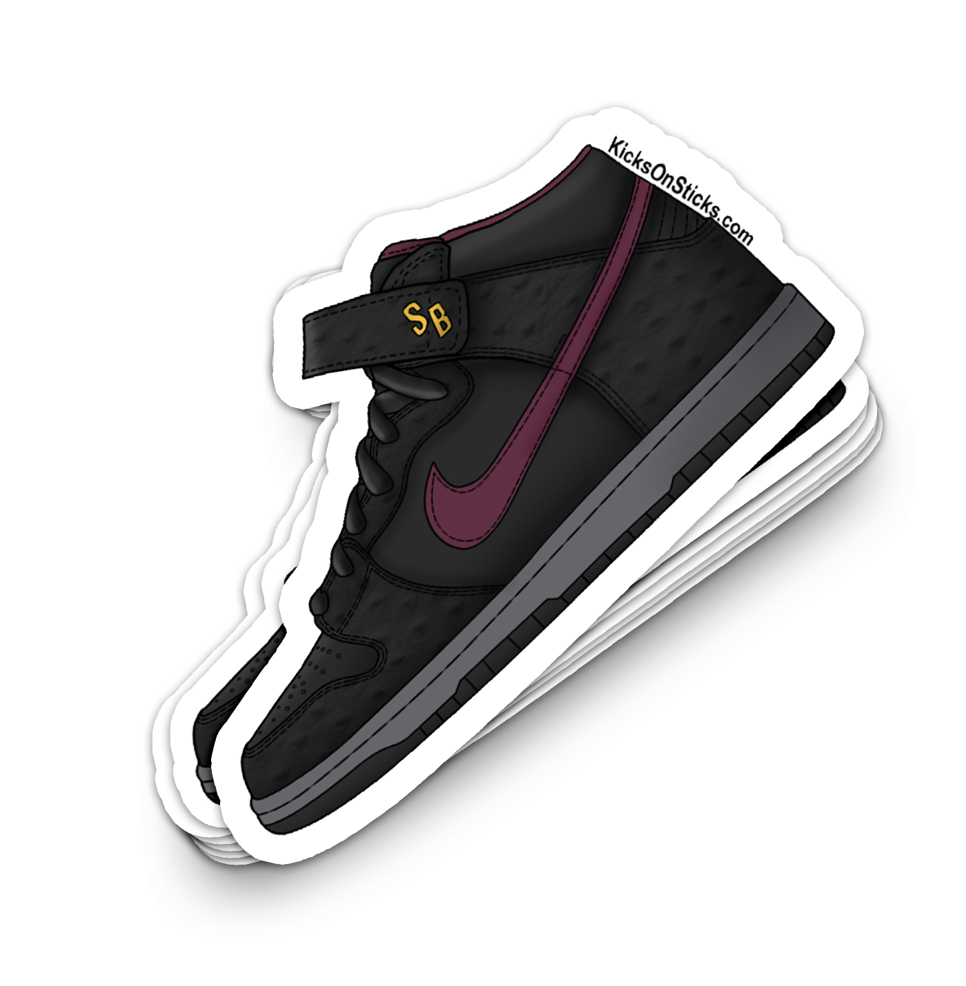 SB Dunk Mid "Black Ostrich Cherrywood" Sneaker Sticker